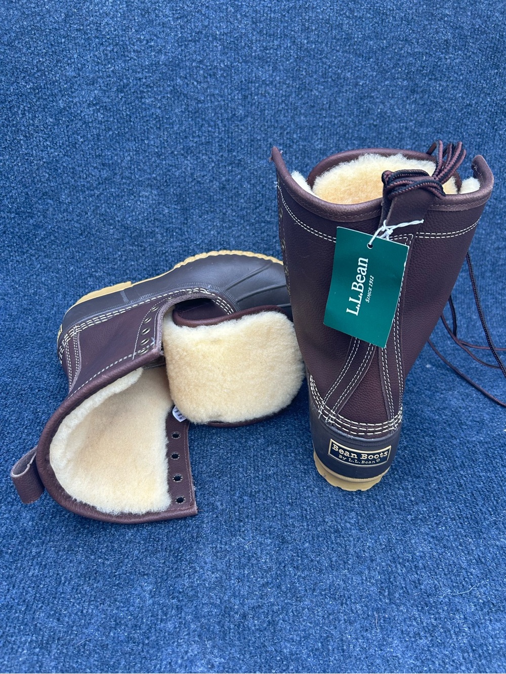 L.L.Bean Women’s Dark Brown 10” Shearling Lined Bean Duck Boots #230121 Size 8 M
